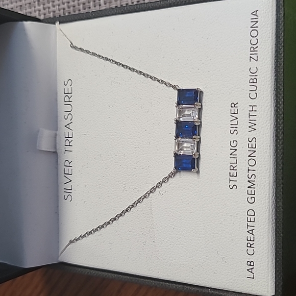 silver treasures Jewelry - BEAUTIFUL STERLING SILVER LAB CREATED STONES WITH CZ 18"